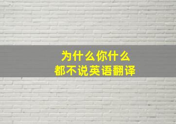 为什么你什么都不说英语翻译