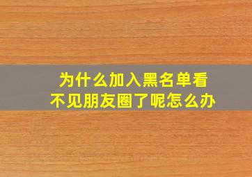 为什么加入黑名单看不见朋友圈了呢怎么办