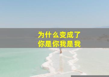 为什么变成了你是你我是我