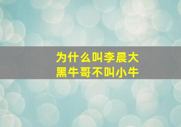 为什么叫李晨大黑牛哥不叫小牛