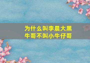 为什么叫李晨大黑牛哥不叫小牛仔哥