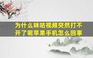 为什么咪咕视频突然打不开了呢苹果手机怎么回事