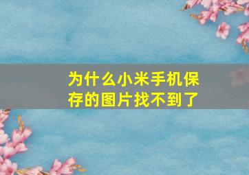 为什么小米手机保存的图片找不到了