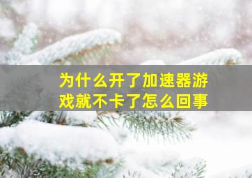 为什么开了加速器游戏就不卡了怎么回事