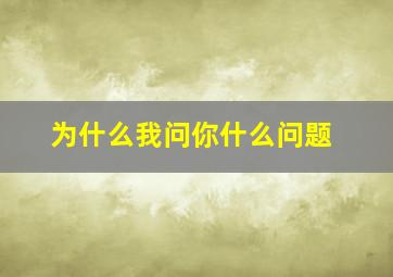 为什么我问你什么问题