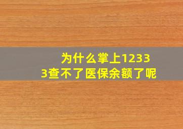 为什么掌上12333查不了医保余额了呢