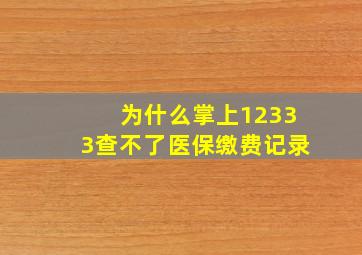 为什么掌上12333查不了医保缴费记录