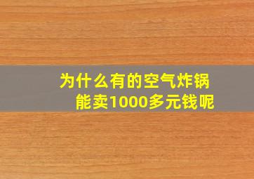 为什么有的空气炸锅能卖1000多元钱呢