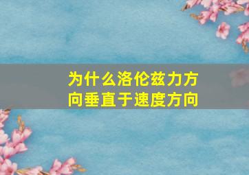 为什么洛伦兹力方向垂直于速度方向