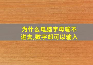 为什么电脑字母输不进去,数字却可以输入