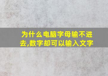 为什么电脑字母输不进去,数字却可以输入文字