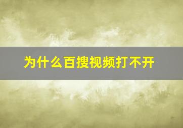 为什么百搜视频打不开