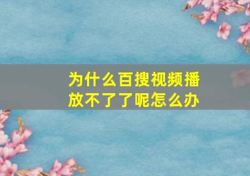 为什么百搜视频播放不了了呢怎么办