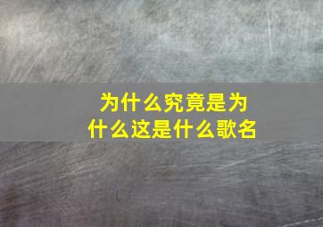 为什么究竟是为什么这是什么歌名