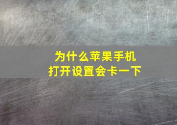 为什么苹果手机打开设置会卡一下