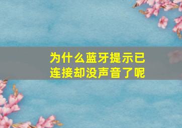 为什么蓝牙提示已连接却没声音了呢