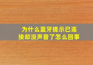 为什么蓝牙提示已连接却没声音了怎么回事