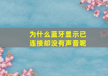 为什么蓝牙显示已连接却没有声音呢