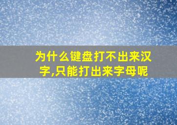 为什么键盘打不出来汉字,只能打出来字母呢