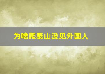 为啥爬泰山没见外国人