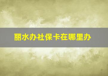 丽水办社保卡在哪里办