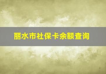 丽水市社保卡余额查询