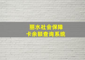 丽水社会保障卡余额查询系统