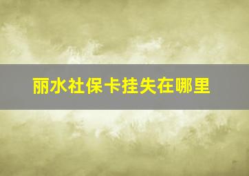 丽水社保卡挂失在哪里