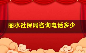 丽水社保局咨询电话多少