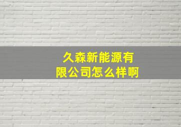 久森新能源有限公司怎么样啊