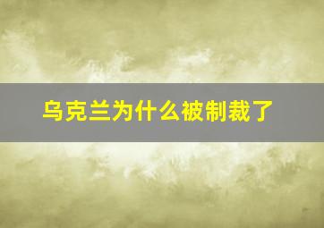 乌克兰为什么被制裁了