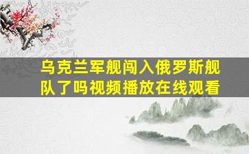 乌克兰军舰闯入俄罗斯舰队了吗视频播放在线观看