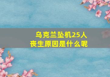 乌克兰坠机25人丧生原因是什么呢