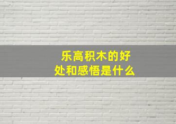 乐高积木的好处和感悟是什么