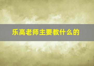 乐高老师主要教什么的