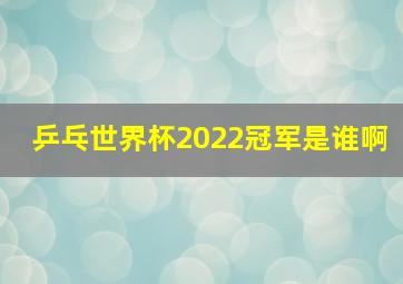 乒乓世界杯2022冠军是谁啊