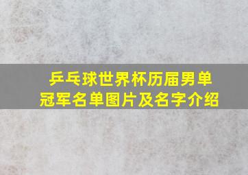 乒乓球世界杯历届男单冠军名单图片及名字介绍