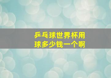 乒乓球世界杯用球多少钱一个啊