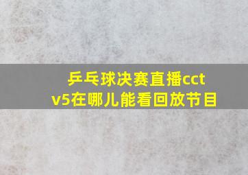 乒乓球决赛直播cctv5在哪儿能看回放节目