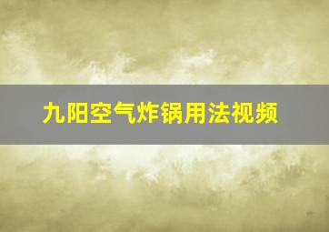 九阳空气炸锅用法视频