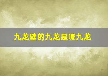 九龙壁的九龙是哪九龙