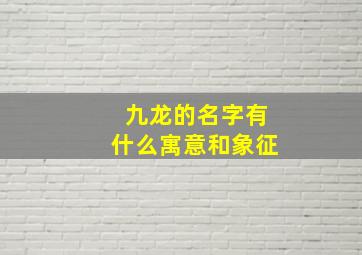 九龙的名字有什么寓意和象征