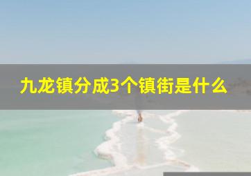 九龙镇分成3个镇街是什么