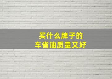 买什么牌子的车省油质量又好