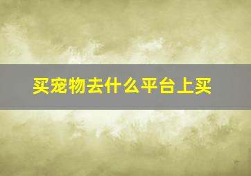 买宠物去什么平台上买