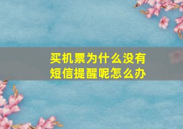 买机票为什么没有短信提醒呢怎么办