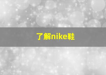 了解nike鞋