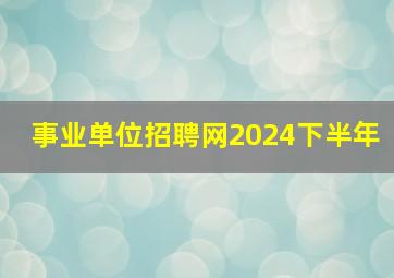 事业单位招聘网2024下半年