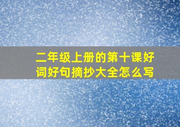 二年级上册的第十课好词好句摘抄大全怎么写