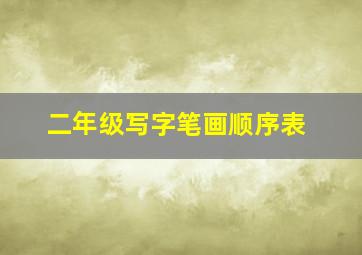 二年级写字笔画顺序表